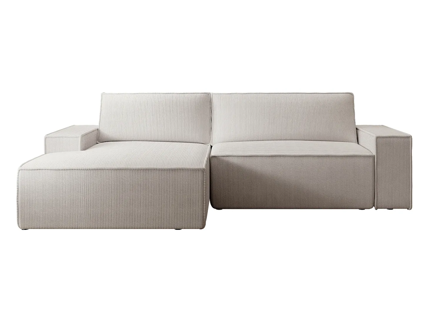 Sofá rinconera izquierda de terciopelo beige 4 plazas AMELIA