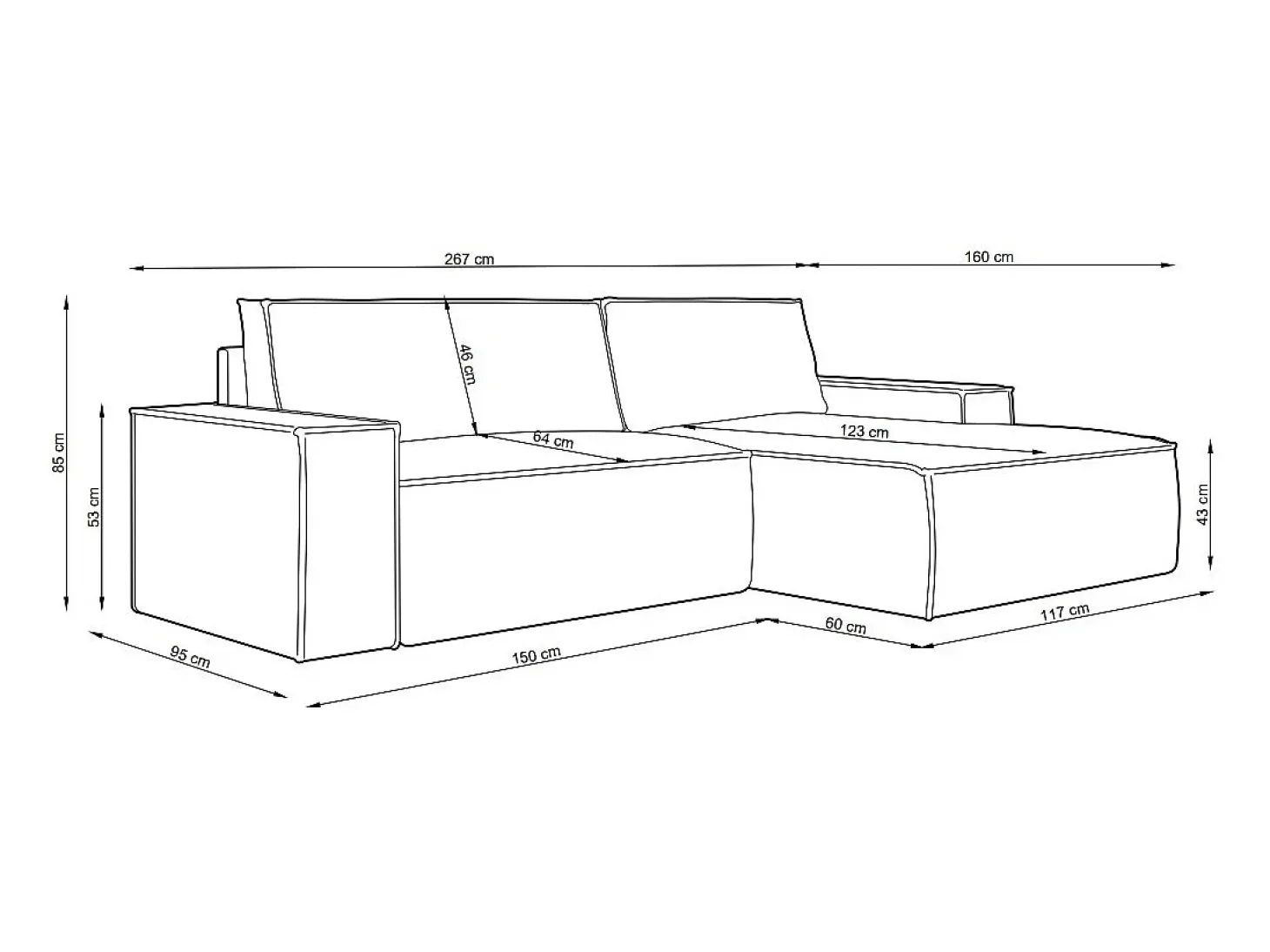 Sofá rinconera izquierda de terciopelo beige 4 plazas AMELIA