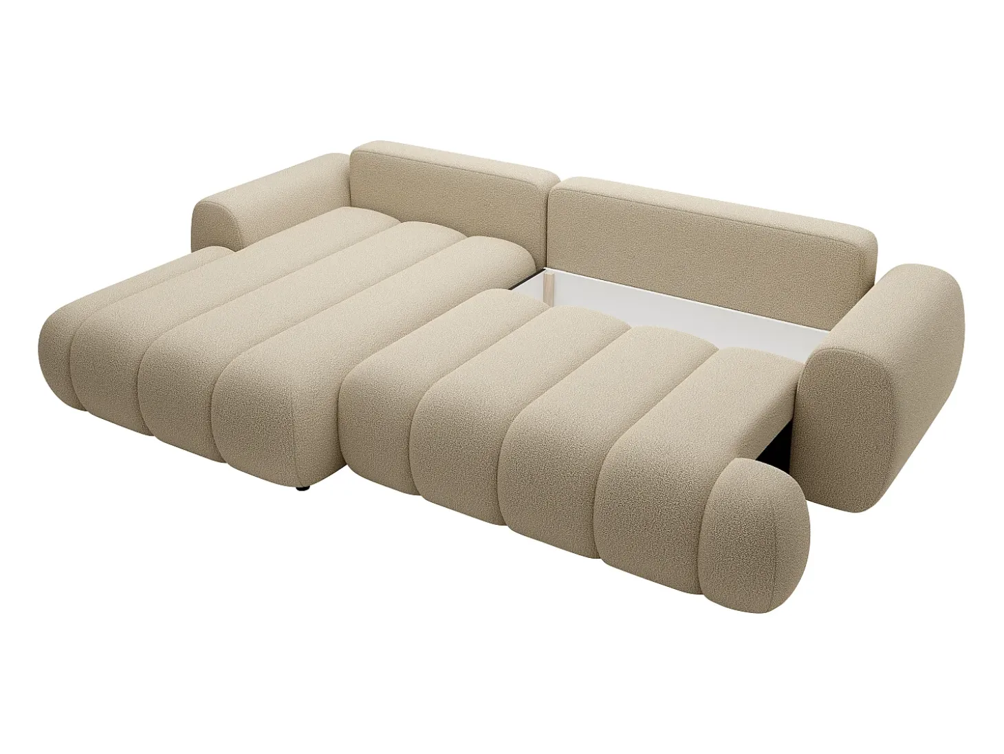 Sofá rinconera izquierda de tela beige 4 plazas FRIDORA