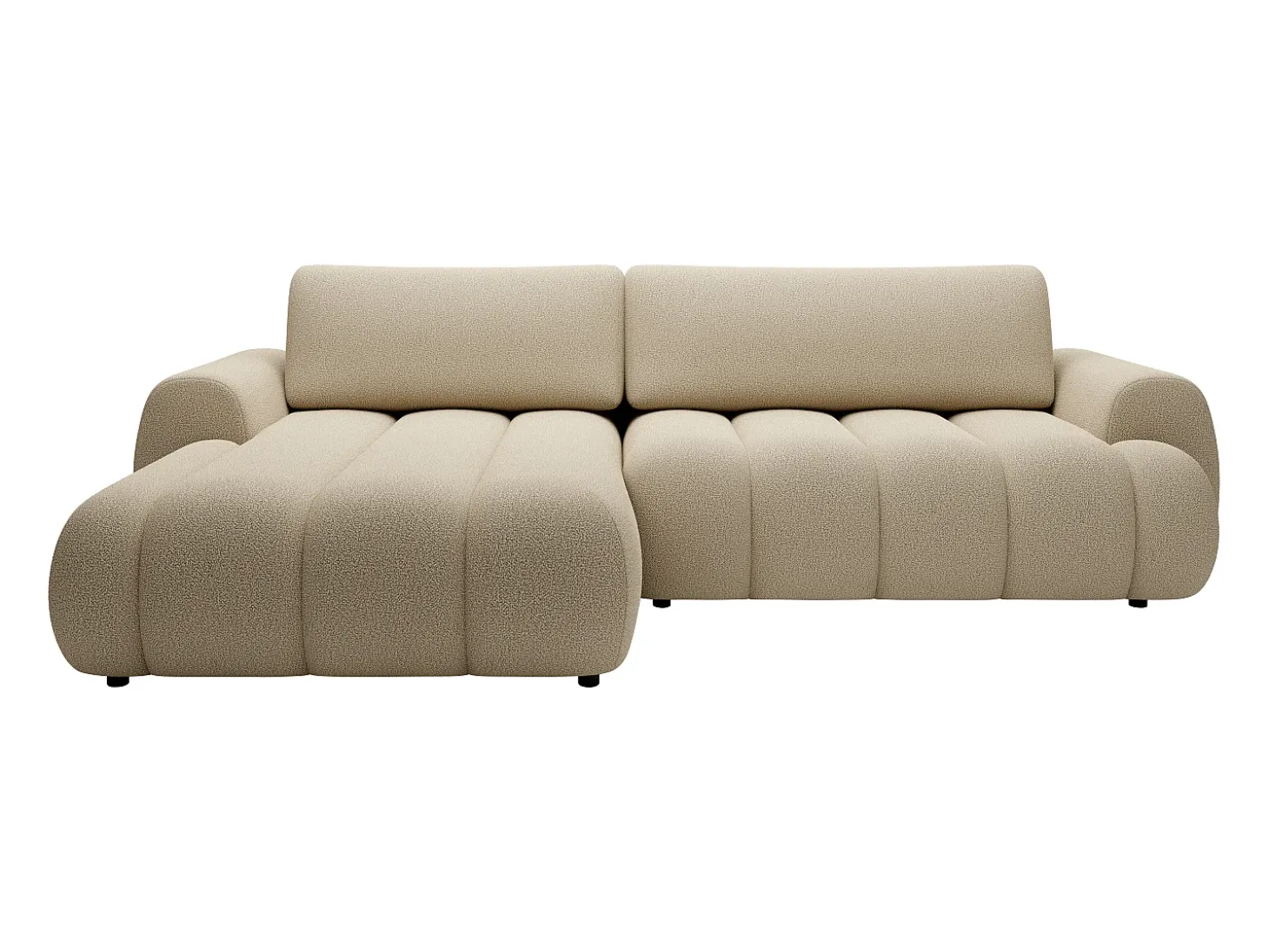 Sofá rinconera izquierda de tela beige 4 plazas FRIDORA