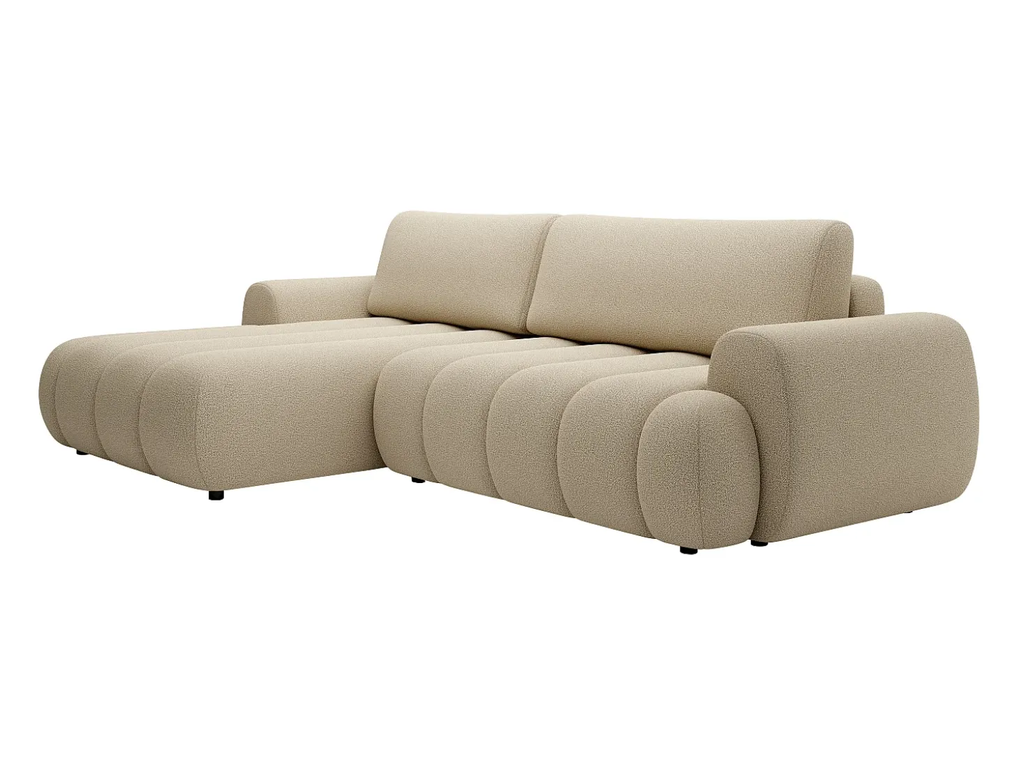 Sofá rinconera izquierda de tela beige 4 plazas FRIDORA