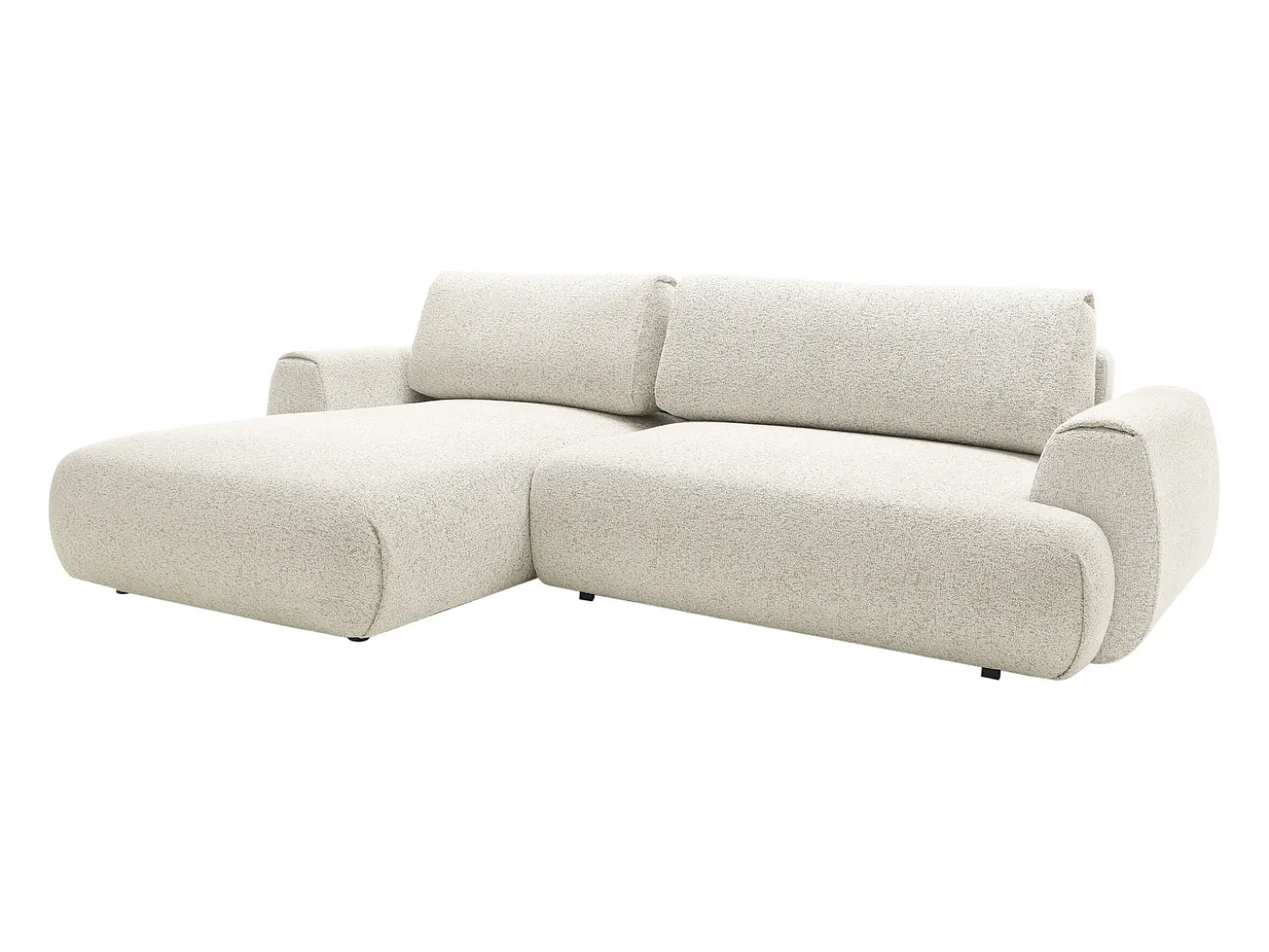 Sofá rinconera izquierda en tela jaspeada beige MONELIA