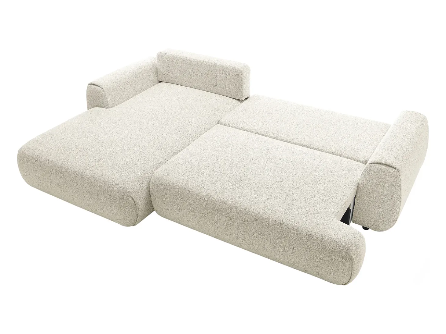 Sofá rinconera izquierda en tela jaspeada beige MONELIA