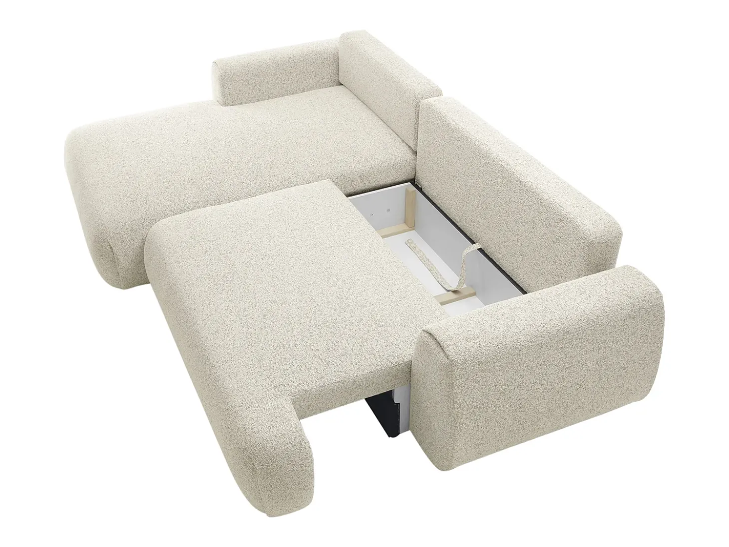 Sofá rinconera izquierda en tela jaspeada beige MONELIA