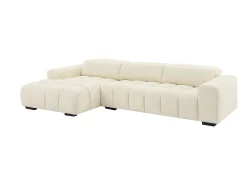 Sofá rinconera izquierda en tela texturizada beige LOPONZA