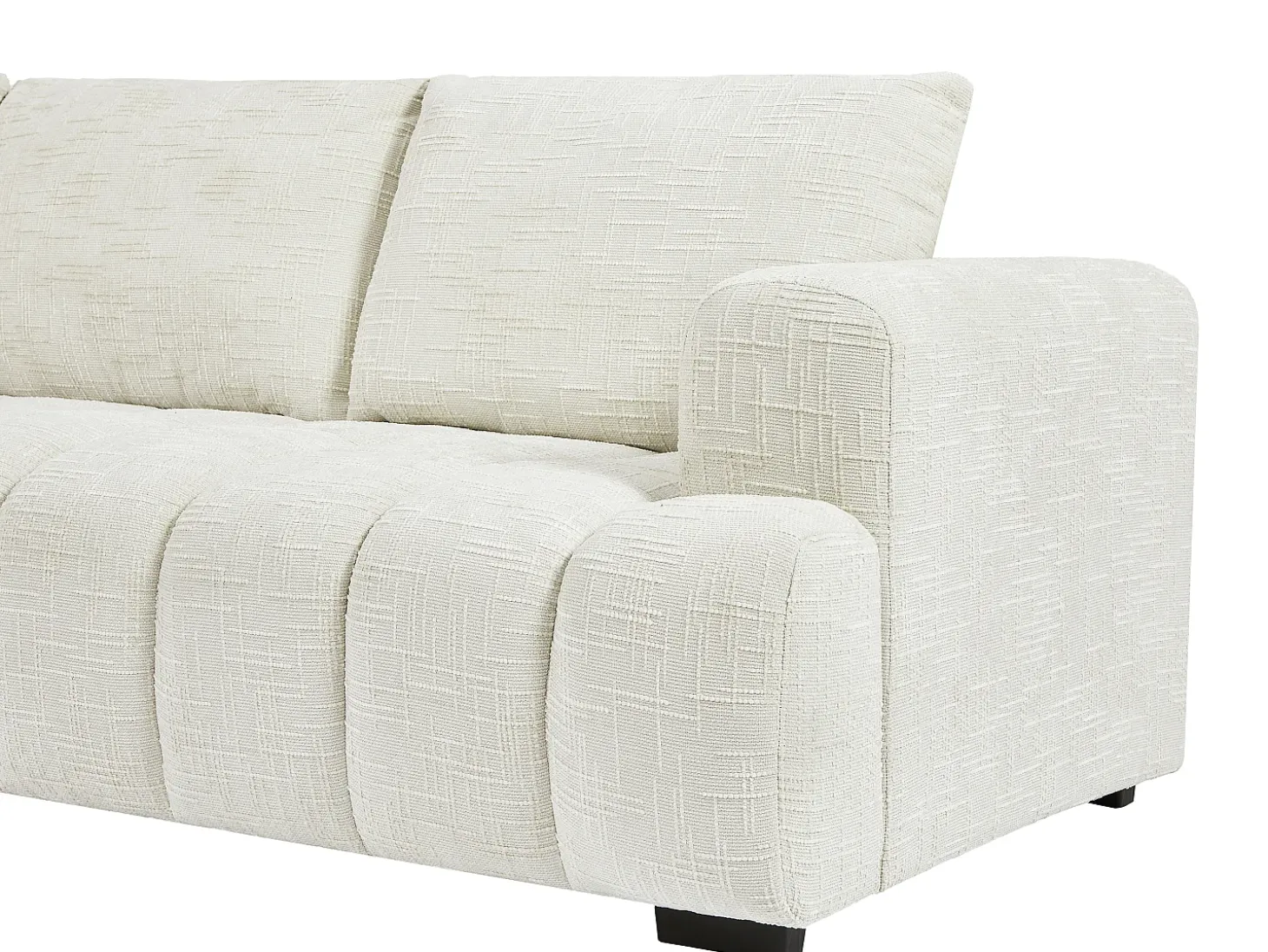 Sofá rinconera izquierda en tela texturizada beige BENOLA