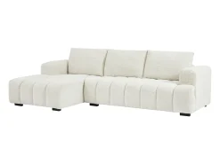 Sofá rinconera izquierda en tela texturizada beige BENOLA