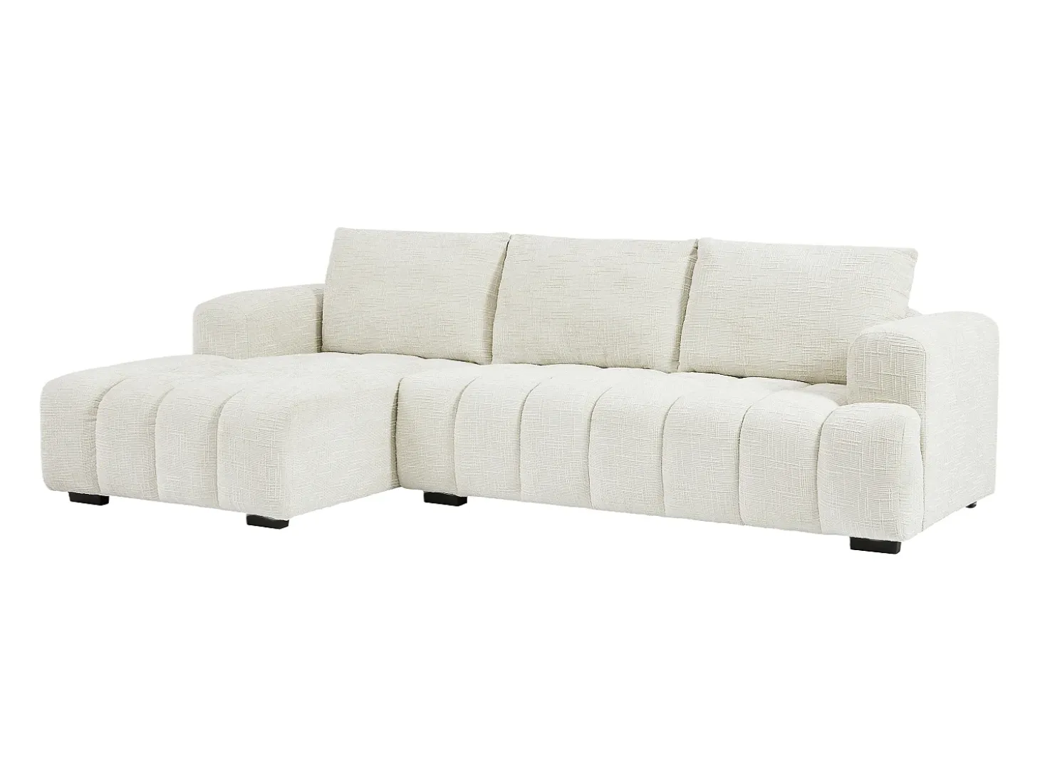 Sofá rinconera izquierda en tela texturizada beige BENOLA
