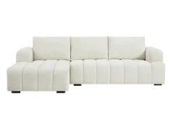 Sofá rinconera izquierda en tela texturizada beige BENOLA