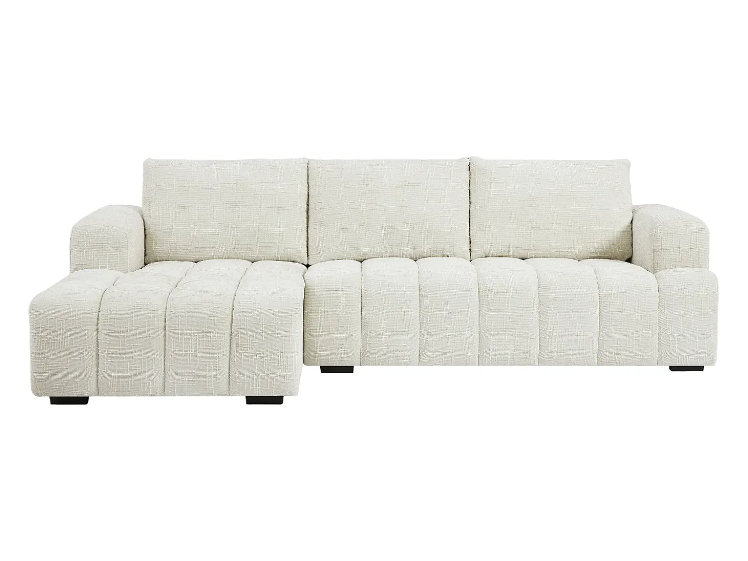 Sofá rinconera izquierda en tela texturizada beige BENOLA