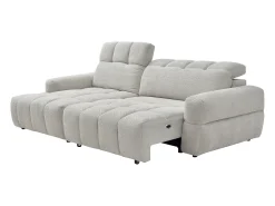 Sofá rinconera izquierda relax con asiento deslizante eléctrico en tela beige CARIALA
