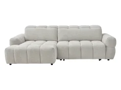 Sofá rinconera izquierda relax con asiento deslizante eléctrico en tela beige CARIALA