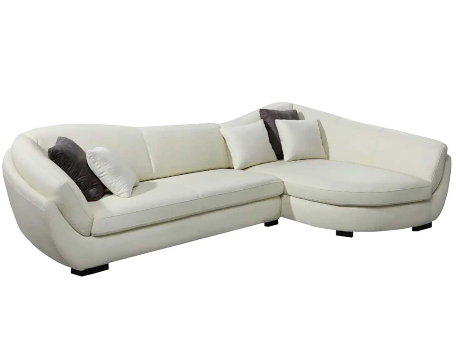 Sofá rinconera piel de búfalo de 5 plazas - Marfil - Ángulo derecho. CAIPI