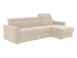 Sofá rinconera reversible convertible tipo italiano en tejido beige - Cama de 140 cm VIZIR