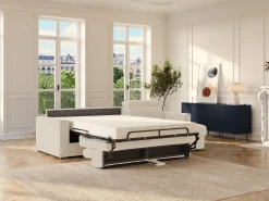 Sofá rinconera reversible convertible tipo italiano en tejido beige - Cama de 140 cm VIZIR