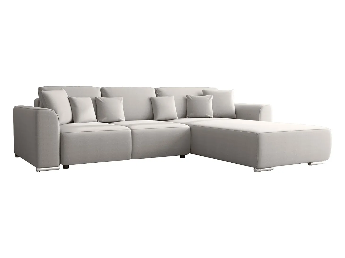 Sofá rinconera reversible de tela gris claro MELTANA