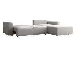 Sofá rinconera reversible de tela gris claro MELTANA
