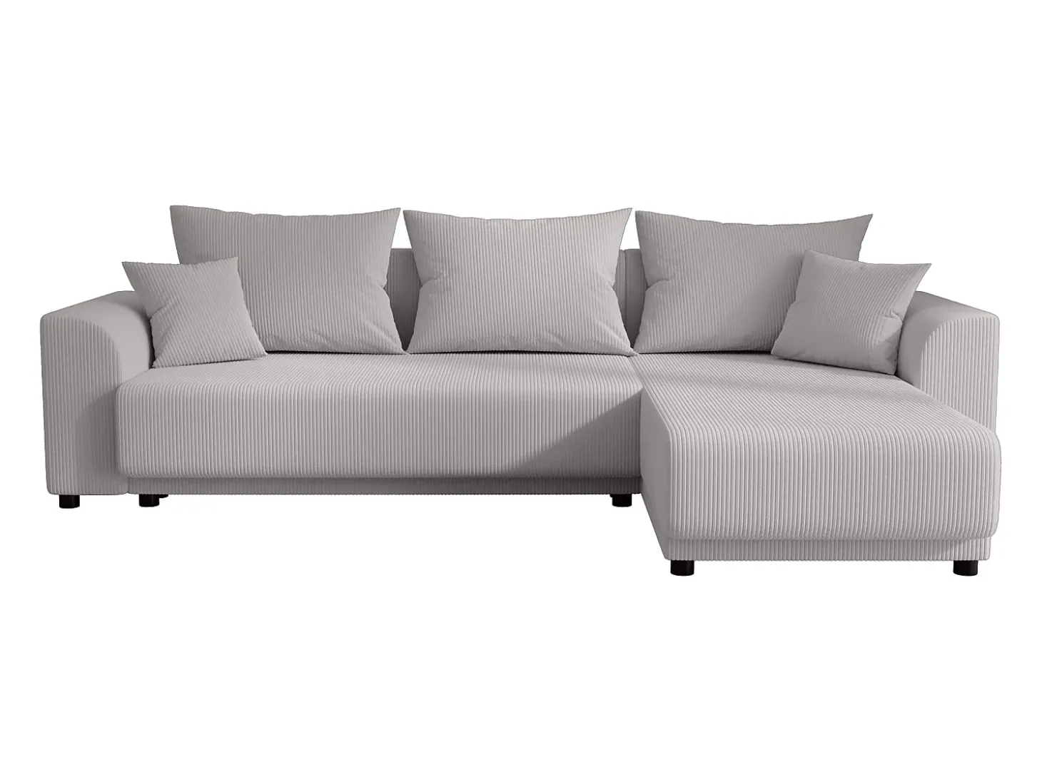 Sofá rinconera reversible de pana gris claro NESSARO