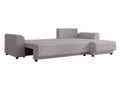 Sofá rinconera reversible de pana gris claro NESSARO