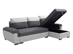 Sofá rinconera reversible de tela antracita y gris claro GABY II