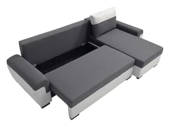 Sofá rinconera reversible de tela antracita y gris claro GABY II