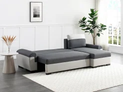 Sofá rinconera reversible de tela antracita y gris claro GABY II