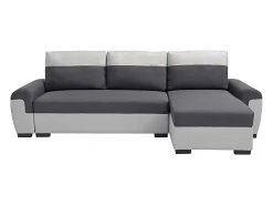 Sofá rinconera reversible de tela antracita y gris claro GABY II