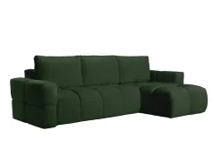 Sofá rinconera reversible convertible en tela de bucle verde ISSORO