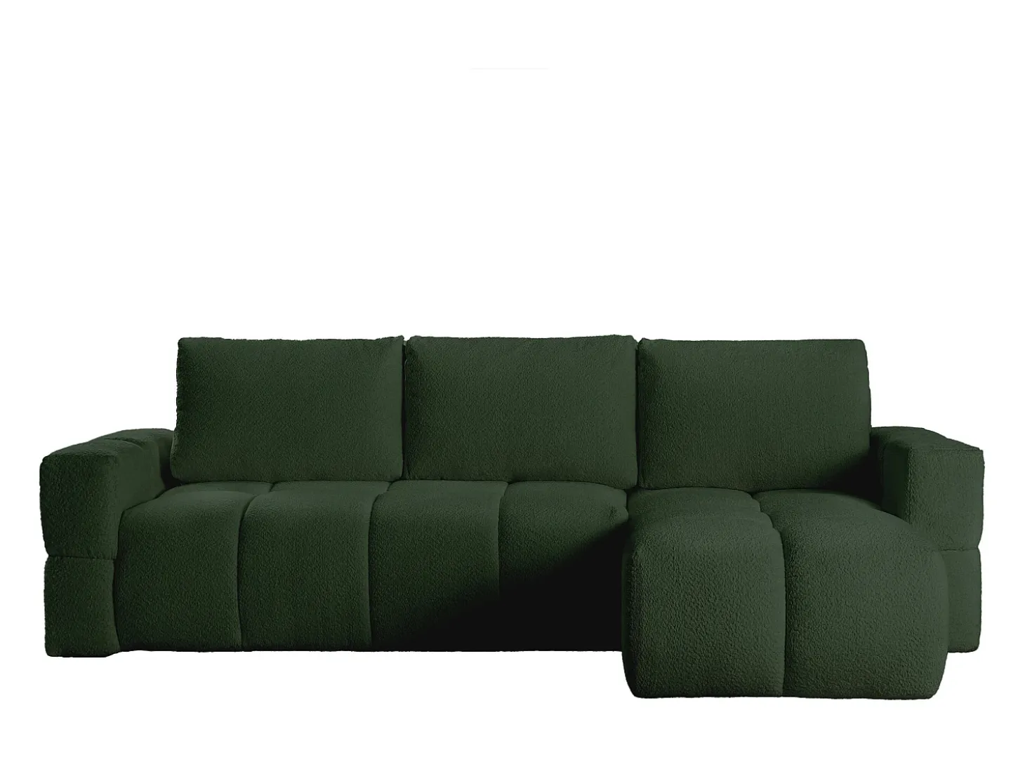 Sofá rinconera reversible convertible en tela de bucle verde ISSORO