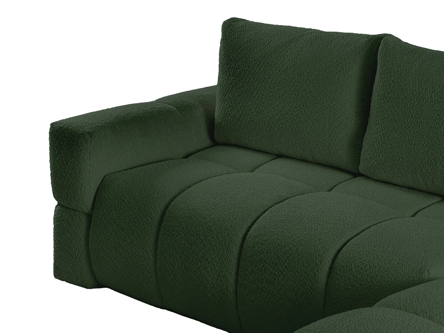 Sofá rinconera reversible convertible en tela de bucle verde ISSORO