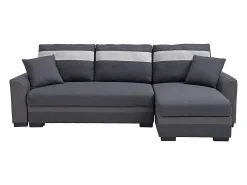 Sofá rinconera reversible de tela y cuero sintético antracita GIANY II
