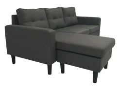 Sofá rinconero en tapizado antimancha CLIN II - Ángulo reversible - Gris Oscuro