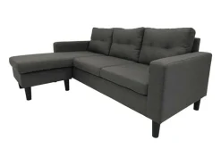 Sofá rinconero en tapizado antimancha CLIN II - Ángulo reversible - Gris Oscuro