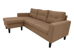 Sofá rinconero en tapizado antimancha CLIN II - Ángulo reversible - Marron