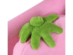 Sofá rosa de 2 plazas - Sofá infantil con 2 cojines y reposabrazos con estampado de fresas