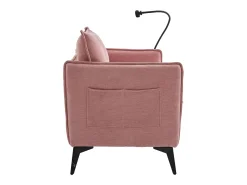 Sofá rosa de 2 plazas - Sofá con bolsillos laterales de almacenamiento y soporte para teléfono - para sala de estar y dormitorio