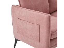 Sofá rosa de 2 plazas - Sofá con bolsillos laterales de almacenamiento y soporte para teléfono - para sala de estar y dormitorio
