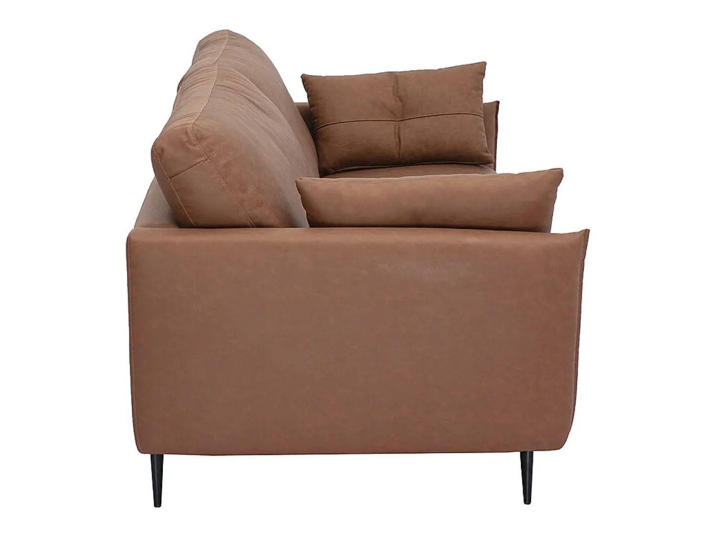 Sofá vintage de 3 plazas de cuero marrón y madera oscura DAVEN