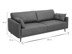 Sofá vintage de 3 plazas de cuero marrón y madera oscura DAVEN
