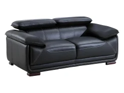 Sofa 2 plazas de piel color negro MACELO
