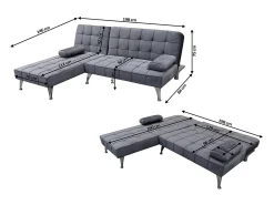 Sofa Cama Chaise Longue XS 198cm Negro