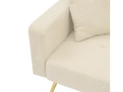 Sofá-cama con función de cama, ángulo ajustable, patas doradas, con cojines y bolsillos de almacenamiento laterales, beige