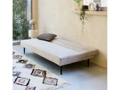 Sofá-cama en terciopelo de pana fina, 3 plazas gris beige