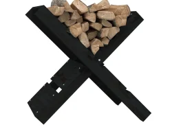 Soporte de leña madera maciza de pino negro 47x39,5x48 cm ES882947