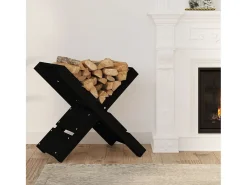 Soporte de leña madera maciza de pino negro 47x39,5x48 cm ES882947