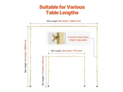 Soporte de Vara de Mesa SucceBuy con Pinzas, Soporte Arco de Mesa, Altura Ajustable 33-107 cm Longitud Ajustable 71.12-249 cm, Marco de Arco Metal
