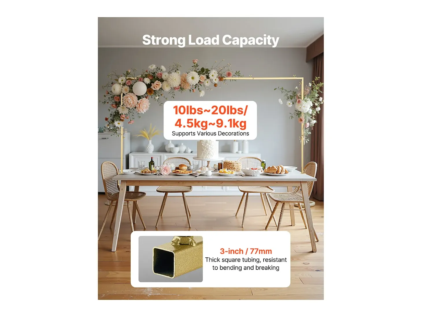Soporte de Vara de Mesa SucceBuy con Pinzas, Soporte Arco de Mesa, Altura Ajustable 33-107 cm Longitud Ajustable 71.12-249 cm, Marco de Arco Metal
