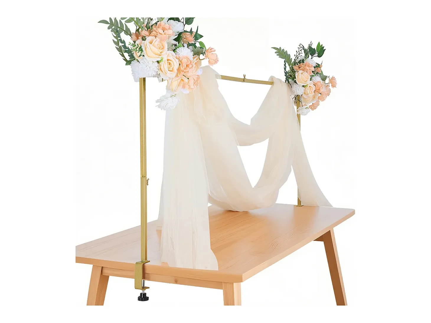Soporte de Vara de Mesa SucceBuy con Pinzas, Soporte Arco de Mesa, 2 PCS, Altura Ajustable 33-107 cm Longitud Ajustable 71.1-249 cm, Marco Arco Metal