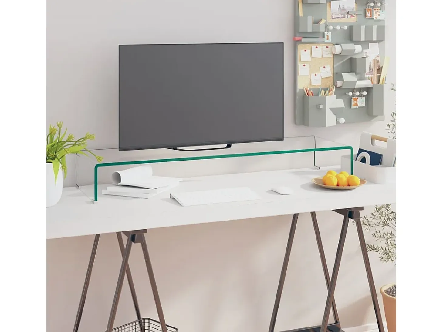 Soporte para TV/Elevador monitor cristal claro 100x30x13 cm