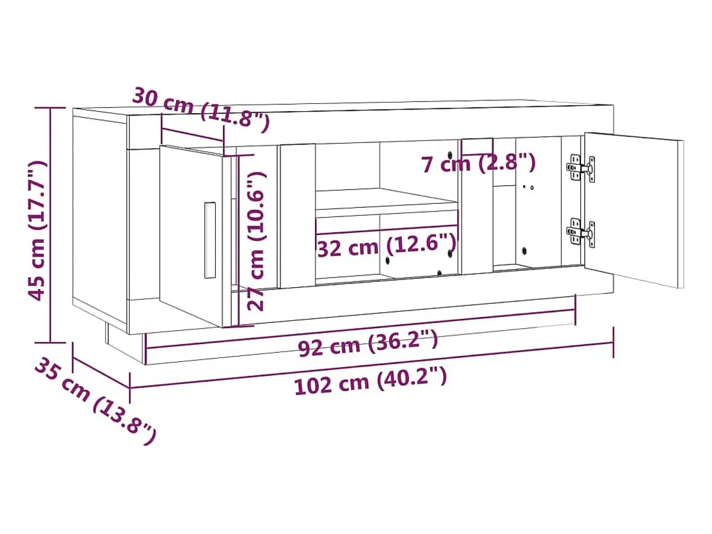 Stephen Mueble de TV madera contrachapada roble Sonoma 102x35x45 cm